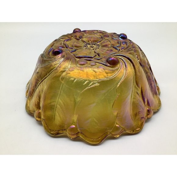 Indiana Amber Carnival Wild Rose Glass Bowl, Set of 2 - Picture 6 of 12